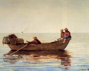 温斯洛荷默 - Three Boys in a Dory with Lobster Pots